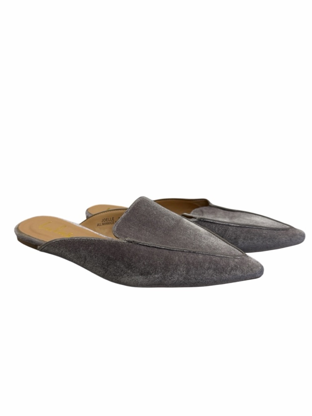 Lulus Gray Velvet Pointed-Toe Slip-On Mules size 8.5